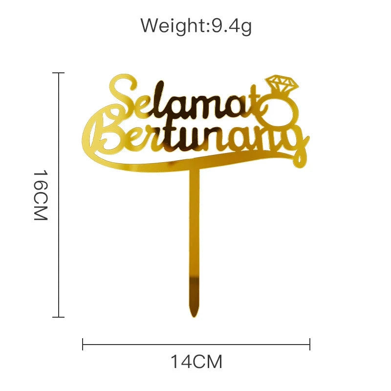 Cross-Border Malay Indonesian Acrylic Cake Insertion Selamat Beitunang Party Cake Decoration Good Vibrations