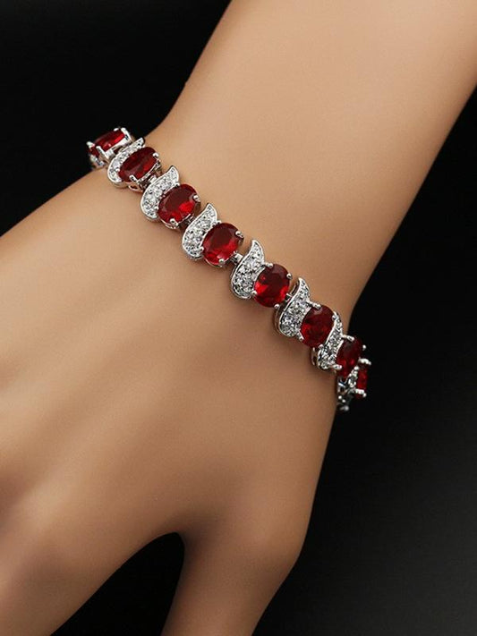 Light Luxury Zircon Bracelet Classic Hand Jewelry Chicken Leg Curved Moon Color Jewelry Gem Seven Color European and American Bracelet Women Good Vibrations