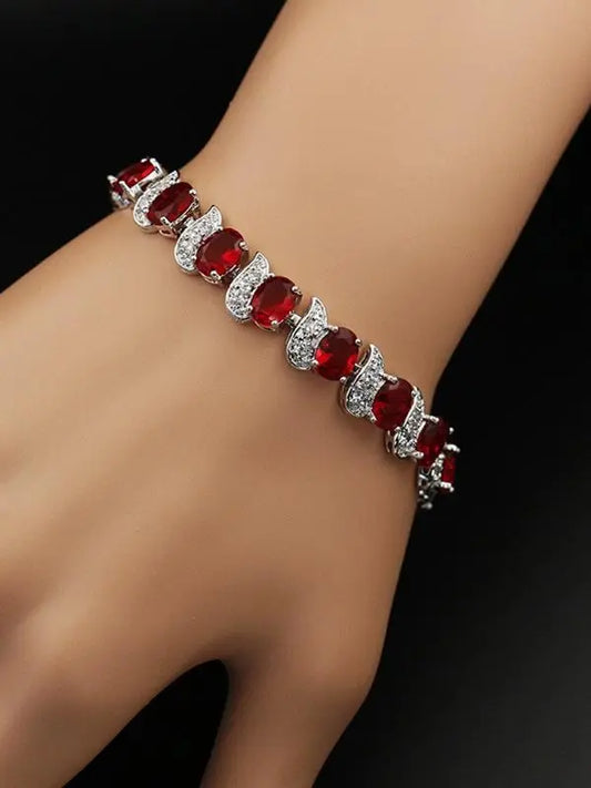 Light Luxury Zircon Bracelet Classic Hand Jewelry Chicken Leg Curved Moon Color Jewelry Gem Seven Color European and American Bracelet Women Good Vibrations
