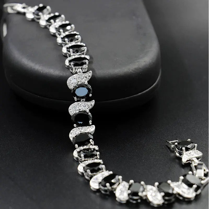 Light Luxury Zircon Bracelet Classic Hand Jewelry Chicken Leg Curved Moon Color Jewelry Gem Seven Color European and American Bracelet Women Good Vibrations