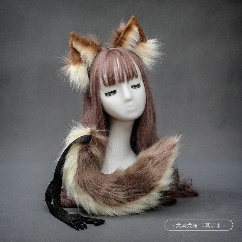 Stuffed Dog Ear Dog Tail Cosplay Accessories Handmade Headband