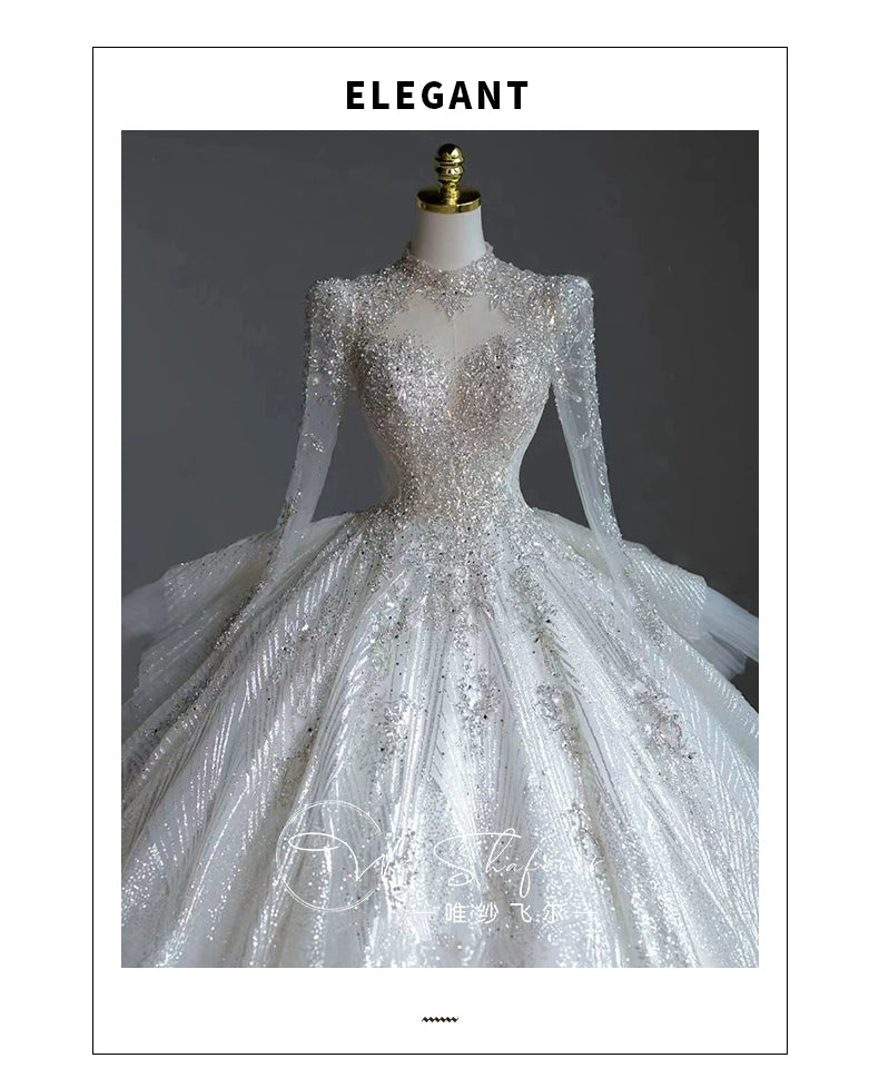 Short Long-Sleeved Socialite Wedding Dress