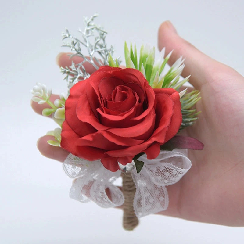 Mori Style Fresh Artificial Rose Groomsman and Bridesmaid Corsage Bridegroom Bride Wedding Wedding and Wedding Celebration Supplies Placket Flower Good Vibrations