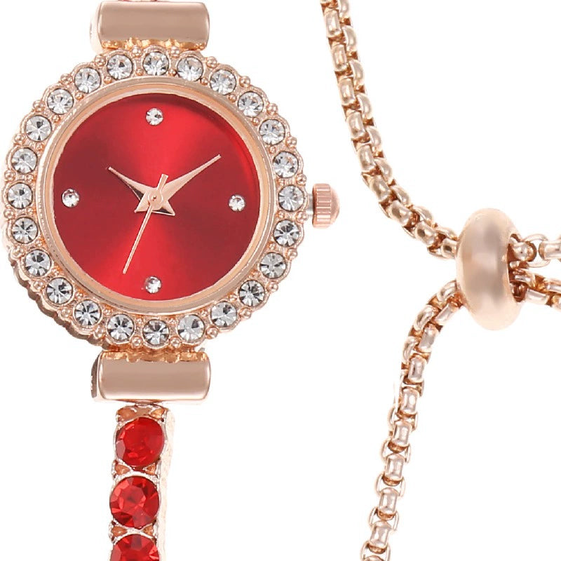 New Arrival Fashion Color Rhinestone Thin Band Diamond round Women's Watch Free Adjustment Bracelet Watch Women's Quartz Watch Good Vibrations