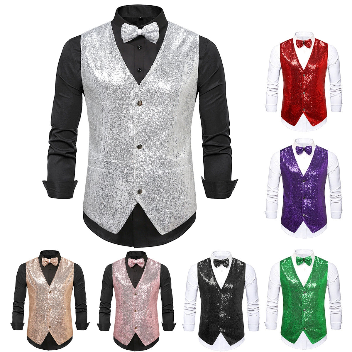 Bow Tie Sequined British Retro Vest Good Vibrations