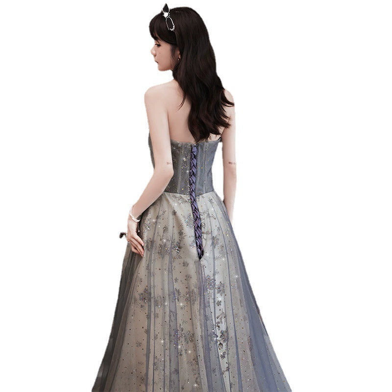 Evening Dress for Women Fall and Winter New Arrival Banquet Temperament Annual Meeting Tube Top Art Exam Fairy Dress Factory Supply Good Vibrations