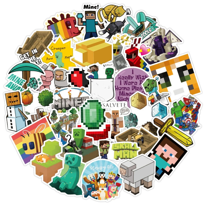New Arrival My World Doll Building Blocks Theme Boy Birthday Scene Balloon Layout Party Cake Decoration Stickers Good Vibrations