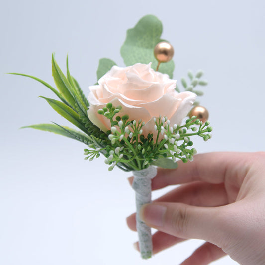 Mori Style Fresh Artificial Rose Groomsman and Bridesmaid Corsage Bridegroom Bride Wedding Wedding and Wedding Celebration Supplies Placket Flower Good Vibrations