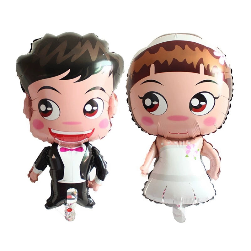 Wedding Decoration Cartoon Bridegroom Bride Aluminum Balloon Confession Confession Wedding Room Layout Valentine's Day Decoration Balloon Good Vibrations