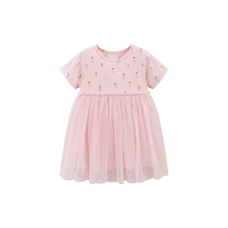 Girl Short Sleeve Pure Cotton T-shirt Purple Fashionable Dress Good Vibrations