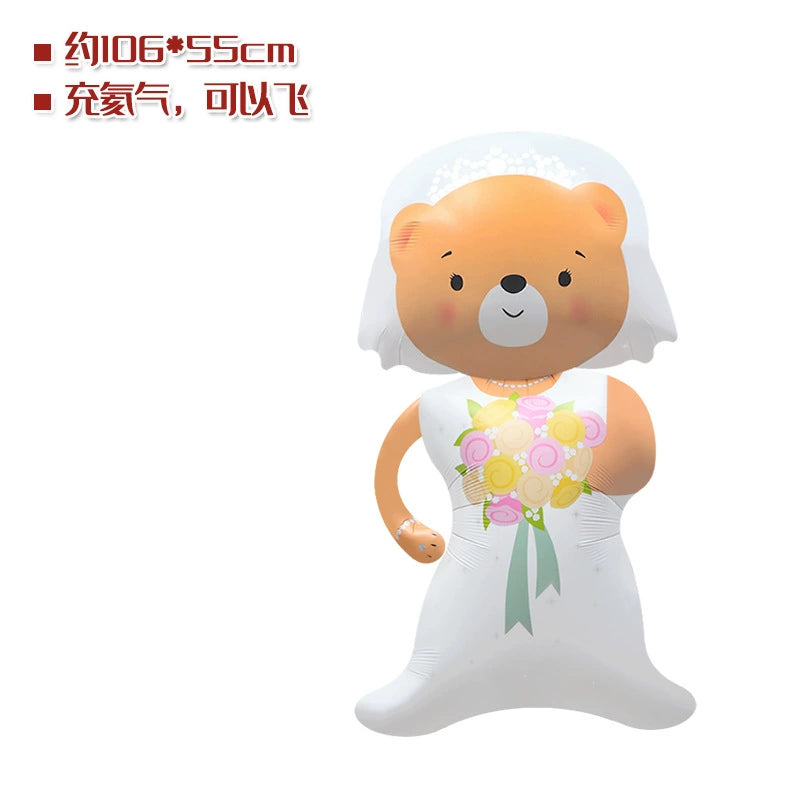 Wedding Decoration Cartoon Bridegroom Bride Aluminum Balloon Confession Confession Wedding Room Layout Valentine's Day Decoration Balloon Good Vibrations