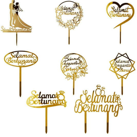 Cross-Border Malay Acrylic Cake Insertion Selamat Pengantin Baru the Wedding Party Decoration Good Vibrations