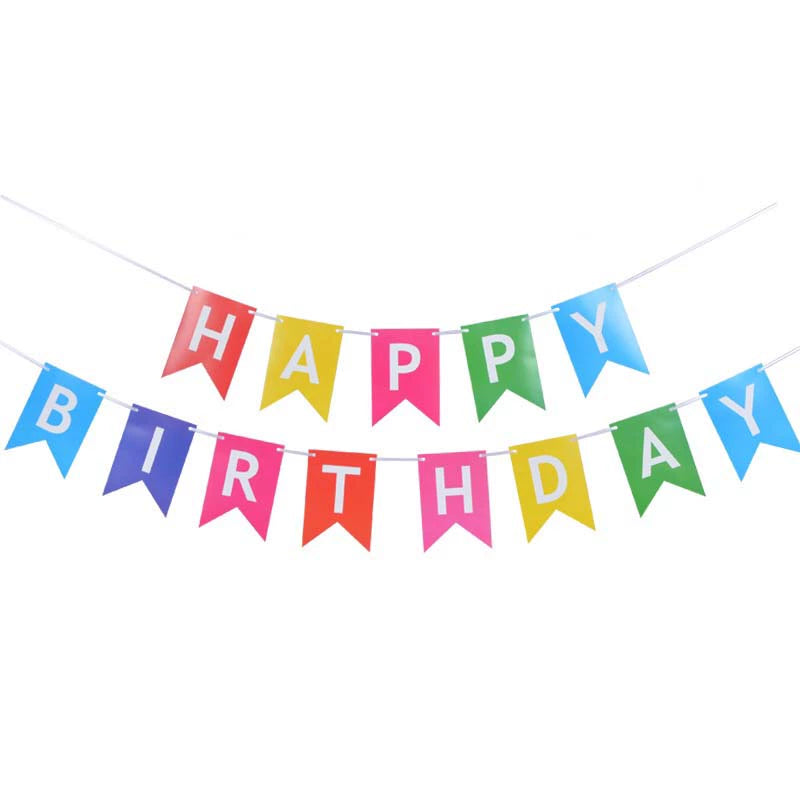 Kids Birthday Party Decoration Dovetail Birthday Pulling Banner Happy Birthday Letter Banner Fishtail Flag Good Vibrations