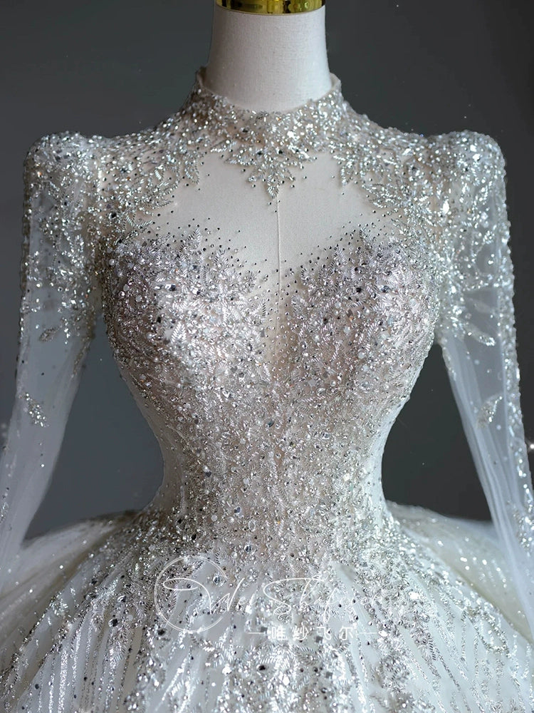 Short Long-Sleeved Socialite Wedding Dress
