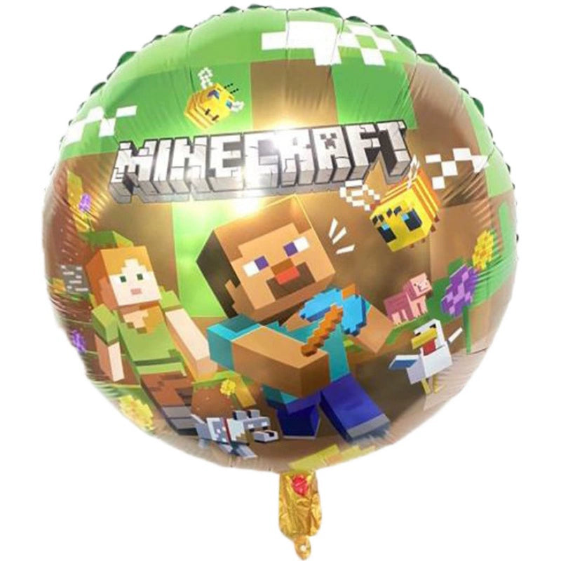 New Arrival My World Doll Building Blocks Theme Boy Birthday Scene Balloon Layout Party Cake Decoration Stickers Good Vibrations