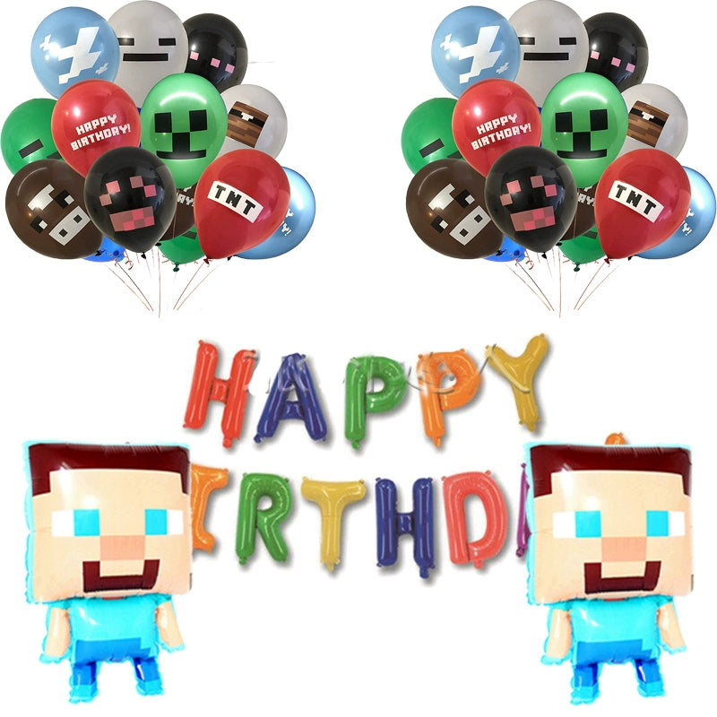 New Arrival My World Doll Building Blocks Theme Boy Birthday Scene Balloon Layout Party Cake Decoration Stickers Good Vibrations
