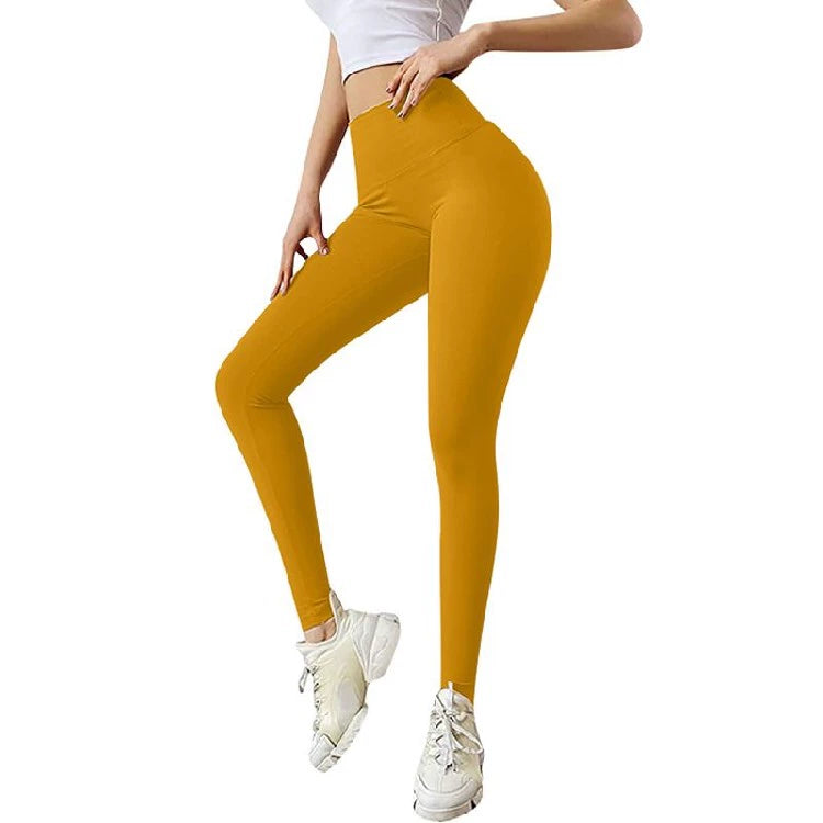 High Waistband Hip Lifting Yoga Pants High Waist Straps Hip Raise Slim Fit Yoga Pants Good Vibrations