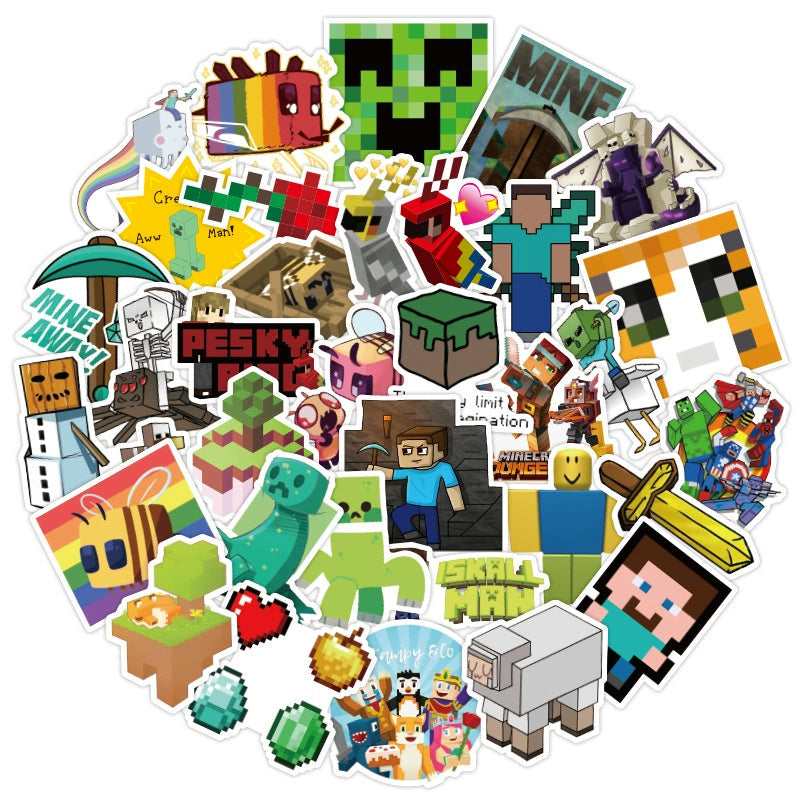 New Arrival My World Doll Building Blocks Theme Boy Birthday Scene Balloon Layout Party Cake Decoration Stickers Good Vibrations