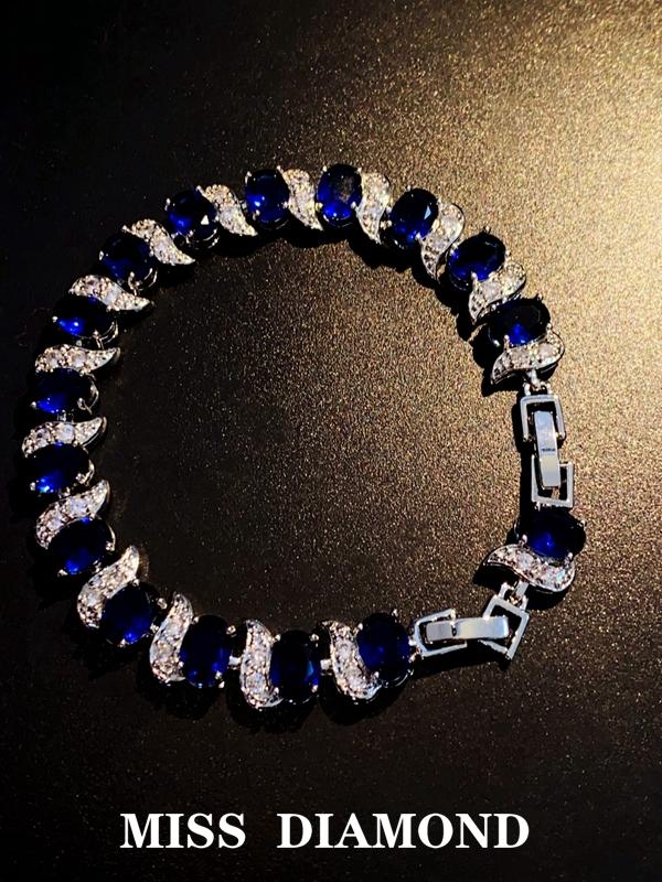 Light Luxury Zircon Bracelet Classic Hand Jewelry Chicken Leg Curved Moon Color Jewelry Gem Seven Color European and American Bracelet Women Good Vibrations