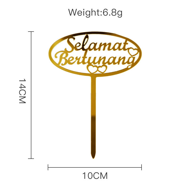Cross-Border Malay Indonesian Acrylic Cake Insertion Selamat Beitunang Party Cake Decoration Good Vibrations
