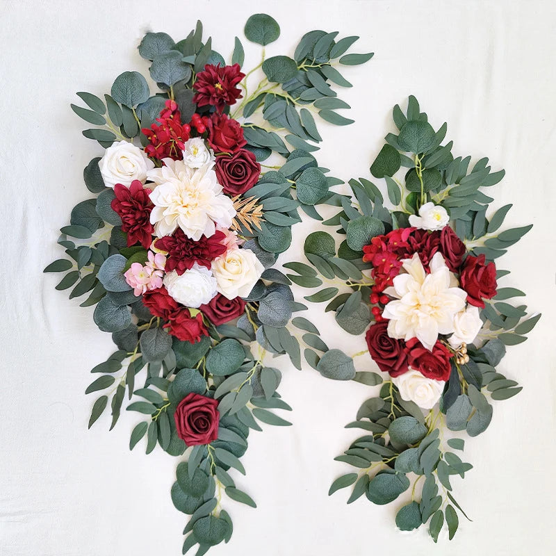 Yannew Burnt Orange Rustic Wedding Arch Flowers White Swag Drape Kit for Wedding Ceremony Reception Backdrop Floral Decoration Good Vibrations