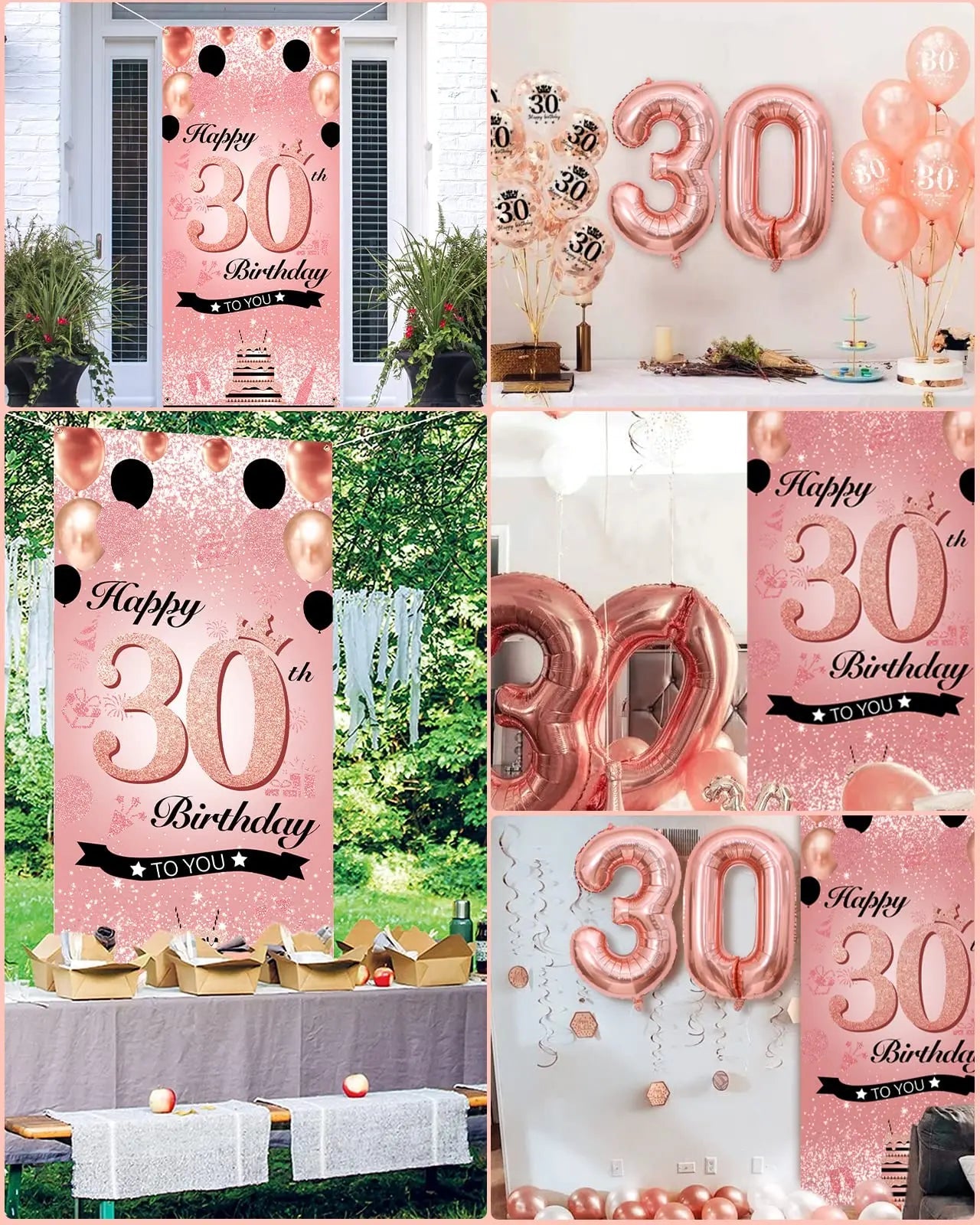 30th 40th 50th Birthday Decorations Women 30th Birthday Balloon Rose Gold Happy Birthday Banner 40th Happy Birthday Balloon Good Vibrations