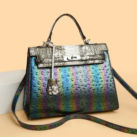 Elegant Retro Satchel Bag - Designer Crossbody Purse With Vintage Textured Finish And Modern Functionality Good Vibrations