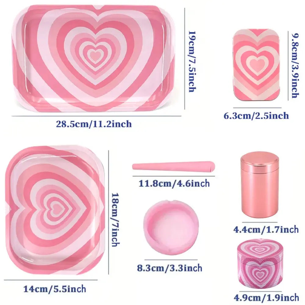 1Set Smoking Kit With Rolling Tray Ashtray Grinder Storage Box Plastic Tube Tobacco Herb Smoke Accessories Crusher As Gift Good Vibrations Adult Super Store