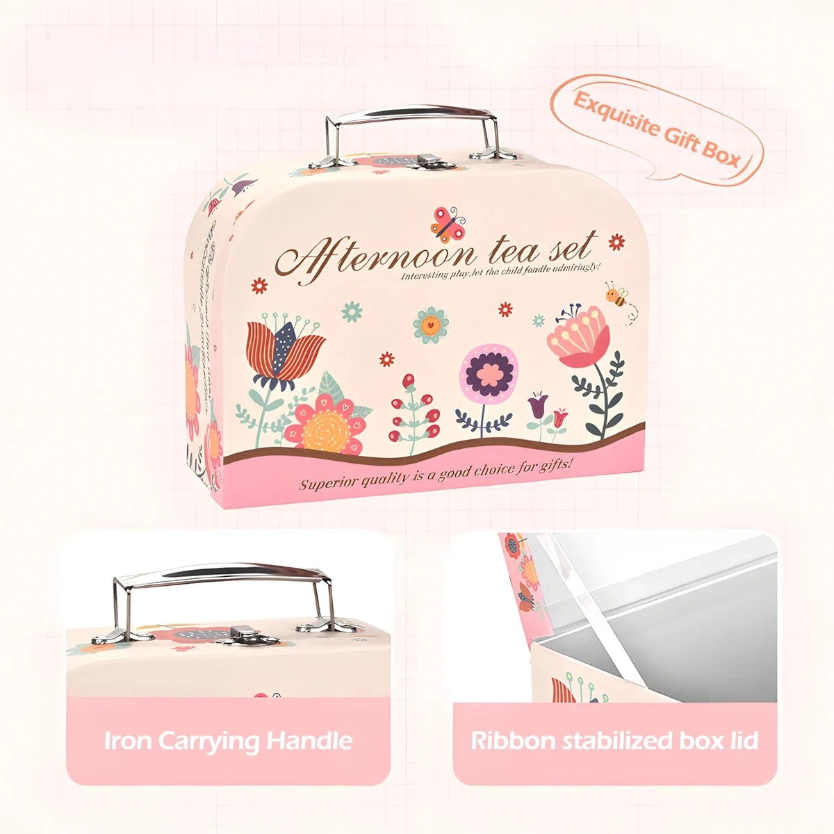 Toy Tea Set for Little Girls.Tea Party Set Toys for Kids Girls Pretend Play Snack Toy.Toddler Afternoon Tea Sets Toys Good Vibrations