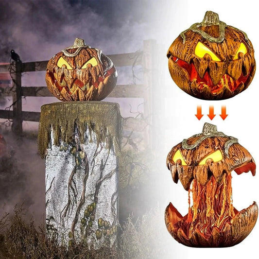 Halloween Pumpkin Decorations Scary Pumpkin Head Patio Garden Yard Decor Outdoor Ornament for Haunted House Horror Party Props Good Vibrations