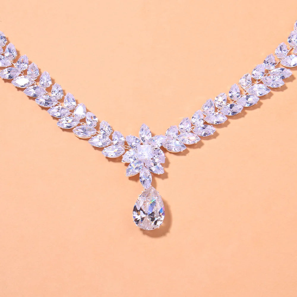 Zircon Wedding Earrings Luxury Bride Jewelry set Fashion Women's jewelry Gold Plated Accessory Good Vibrations