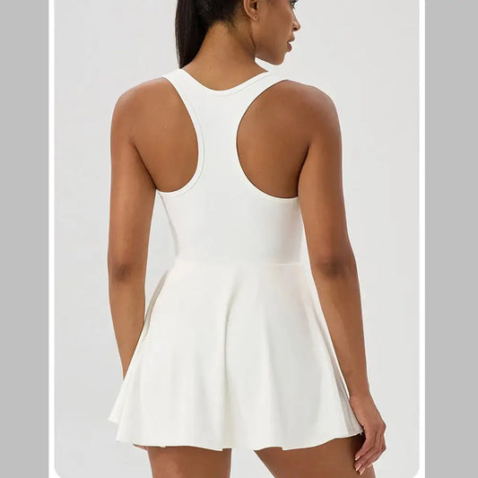 Women Summer Tennis Dress Breathable Quick-Dry Workout Dress Outdoor Sports Skirt Gym Yoga Short Dress Casual Athletic Skirt Good Vibrations