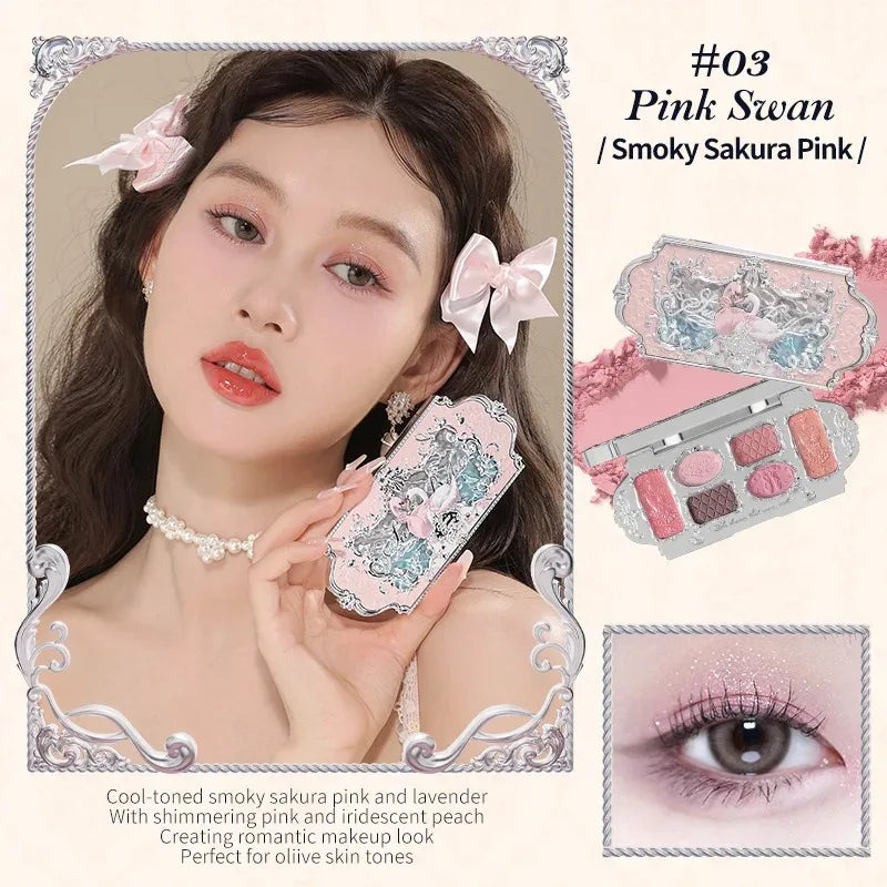 Flower Knows Moonlight Mermaid Eyeshadow Delicate Matte Glow Shimmer Chameleon Waterproof 5 Color Glitter Eye Shadow Palette Good Vibrations