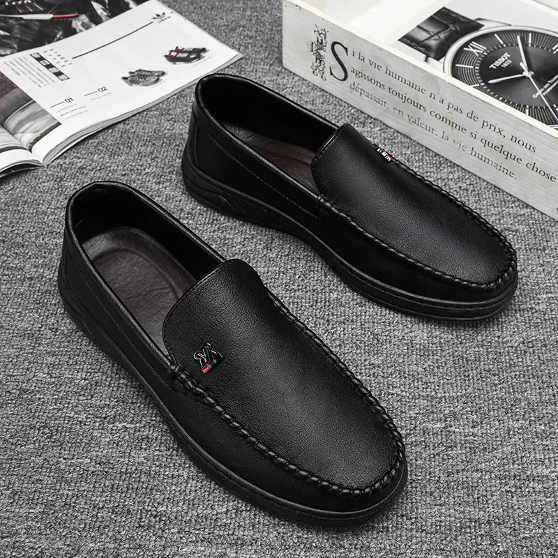 High Quality Breathable Formal Mens Dress Shoes Italian Mens Loafers Luxury Brand Leather Men Casual Shoes Slip-on Driving Shoes Good Vibrations