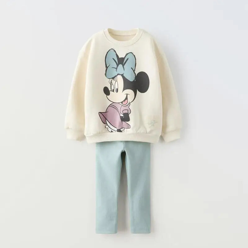 0-6Year Girls Long Sleeve Two Piece Set Autumn Costume Cartoon Round Neck Tops+Pants New Style Casual Loose Outfits For Kids Good Vibrations