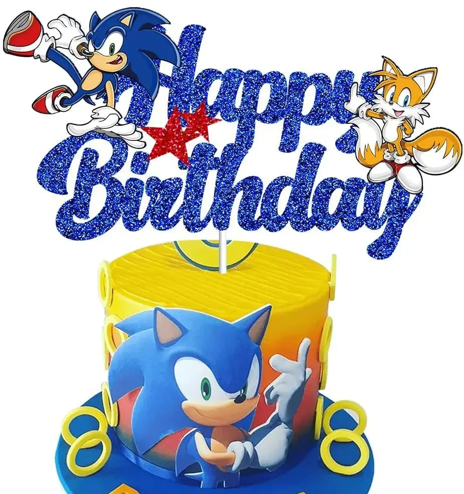 New Sonics Birthday Party Decorations Kids Party Supplies Paper Cups Tablecloth Cake Toppers Backdrop Baby Shower Decoration Good Vibrations