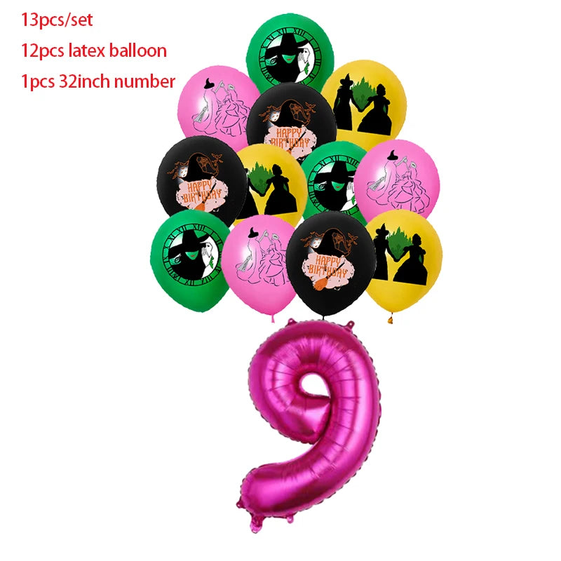 Wicked Birthday Party Decoration Magic Witch Balloon Backdrop Tableware Split Sales Wicked Birthday Party Supplies Good Vibrations