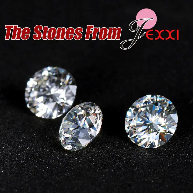 Charm Crystal Women Bridal Wedding Jewelry Sets 925 Sterling Silver Pendant Necklaces Earrings Sets Bijoux Femme Good Vibrations