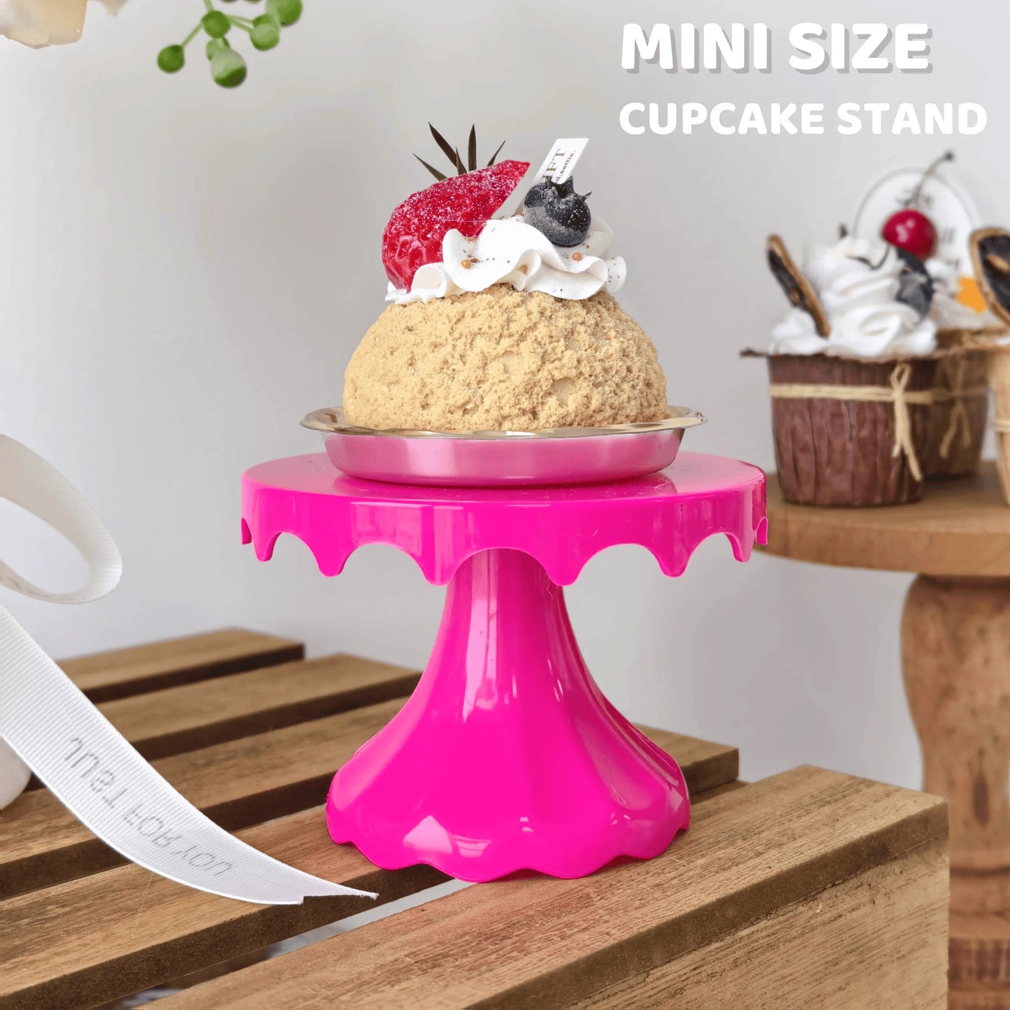 1Pc 4.7Inch Plastic Dessert Table Display Set, Cake Stands, Cupcake Holder, Serving Trays, Versatile Design for Birthday Parties Good Vibrations