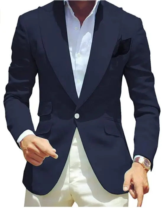 Pink Blazer for Men Peak Lapel Single Breasted Dinner Jacket Elegant Smoking Slim Fit Suit One Coat for Wedding/Business