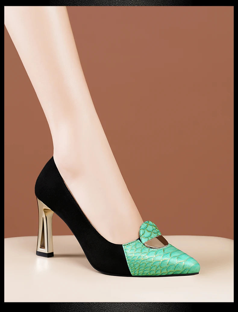 Sexy Fashion Style Women's Heeled Shoes Pointed Tip High Heels One Kick Retro Women Shoes Suede 2025 New Spring Zapatos De Mujer Good Vibrations
