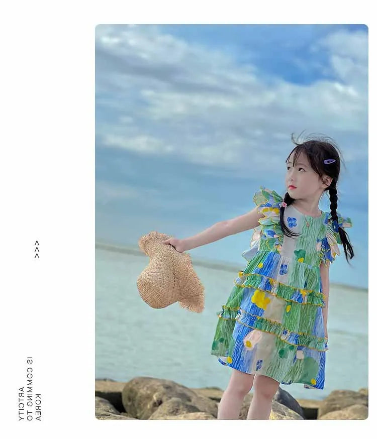 Girls sweet dress summer children backless princess skirt children's dress 3-8 years old children's clothing girls floral dresse Good Vibrations