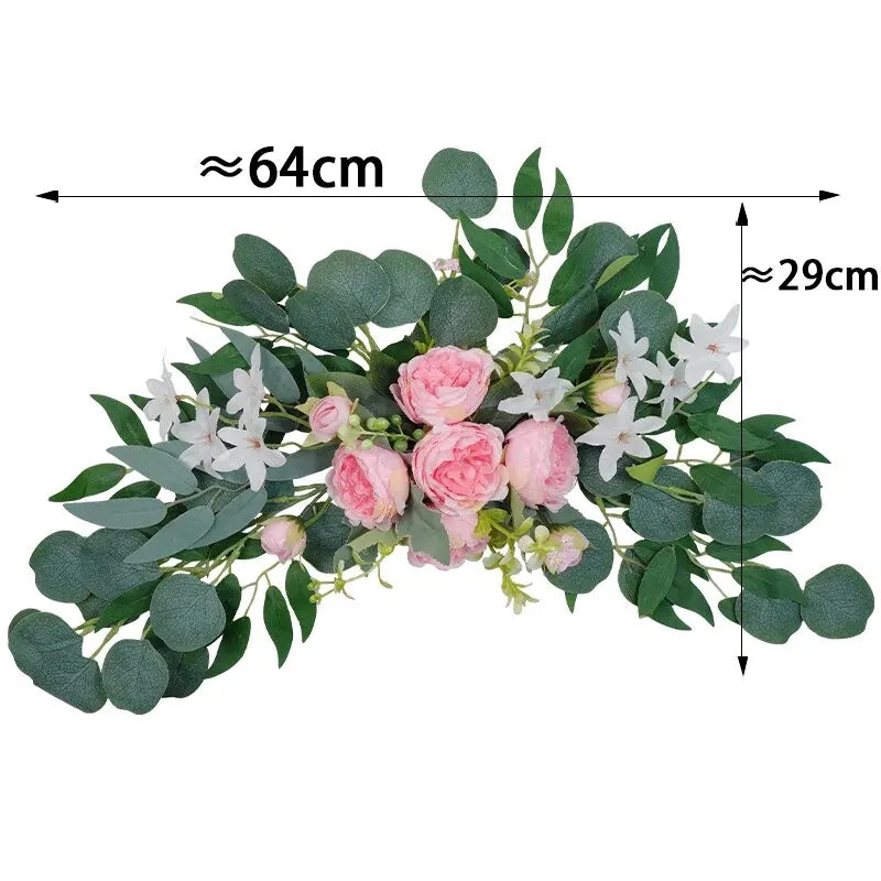 Artificial Wedding Arch Flowers Boho Red Rose Eucalyptus Garland Drapes Home Decoration Wedding Decorations Welcome Sign Good Vibrations