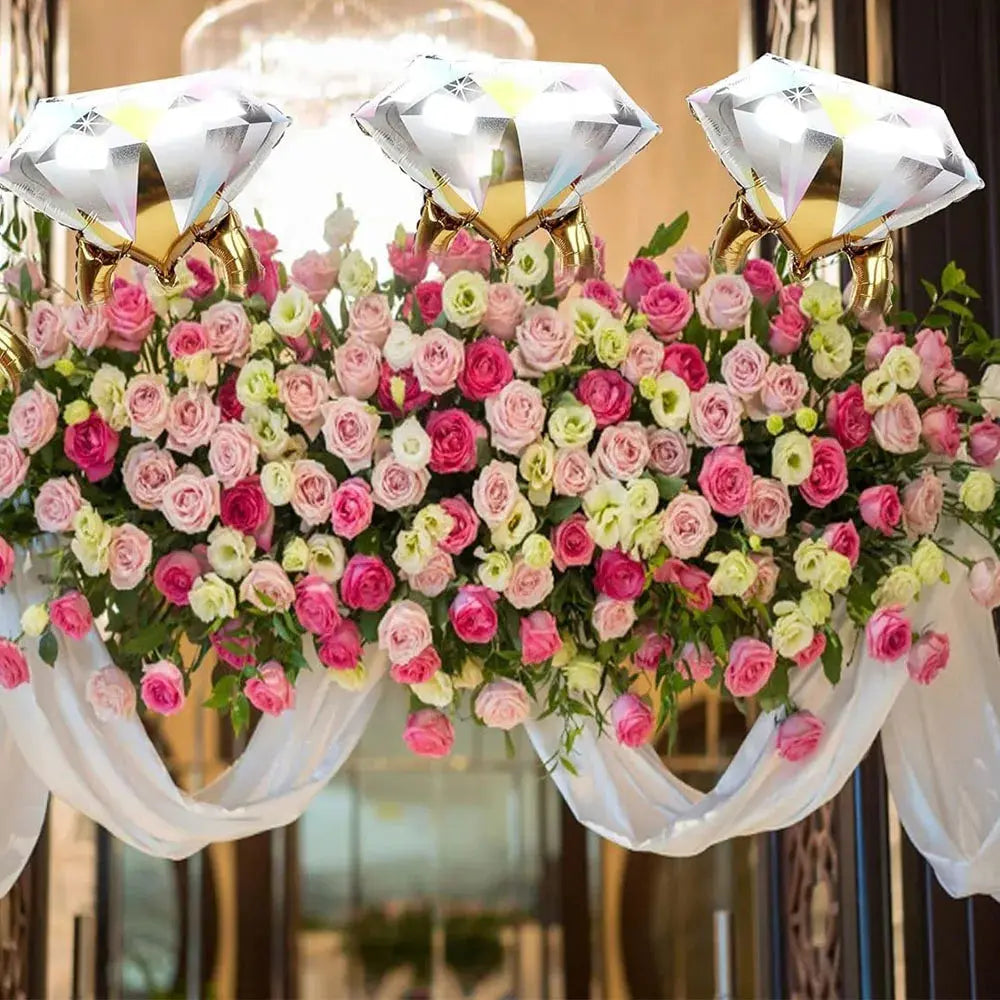 4/2pcs Wedding Decor Diamond Ring Foil Balloons Engagement Wedding Ring Shaped Balloon Bridal Shower Hen Party Supplies Good Vibrations