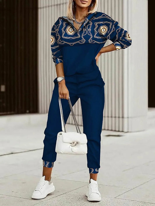 Two Piece Set For Women Print Long Pant Sets 2 Piece Sets Women Outfit Spring Autumn Long Sleeve Fashion Elegant Office Sets Good Vibrations