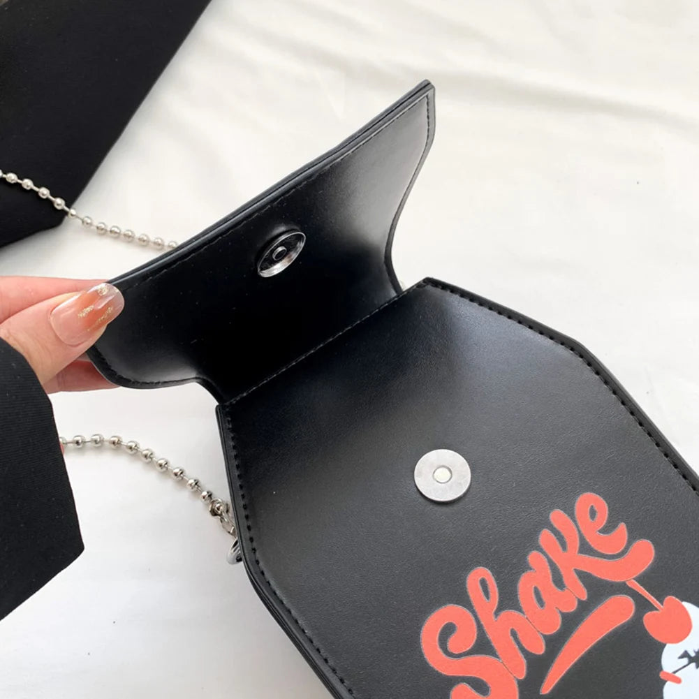 Women Gothic Crossbody Bag Versatile Gothic Crossbody Pouch Zipper Casual Satchel Bag PU Leather Novelty Halloween Cellphone Bag Good Vibrations