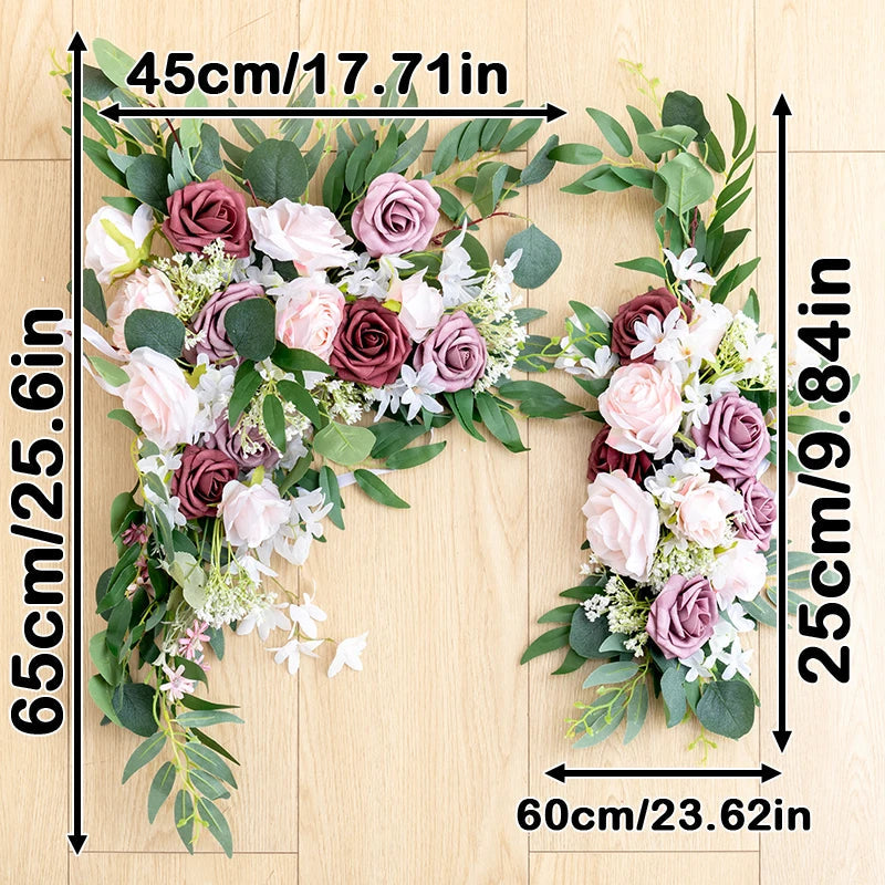 2pc Rose Artificial Flower Wedding Arch Flower Arrangement Country Wedding Ceremony Floral Garland Reception Backdrop Decoration Good Vibrations