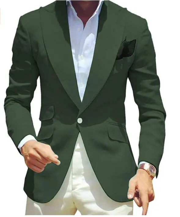 Pink Blazer for Men Peak Lapel Single Breasted Dinner Jacket Elegant Smoking Slim Fit Suit One Coat for Wedding/Business