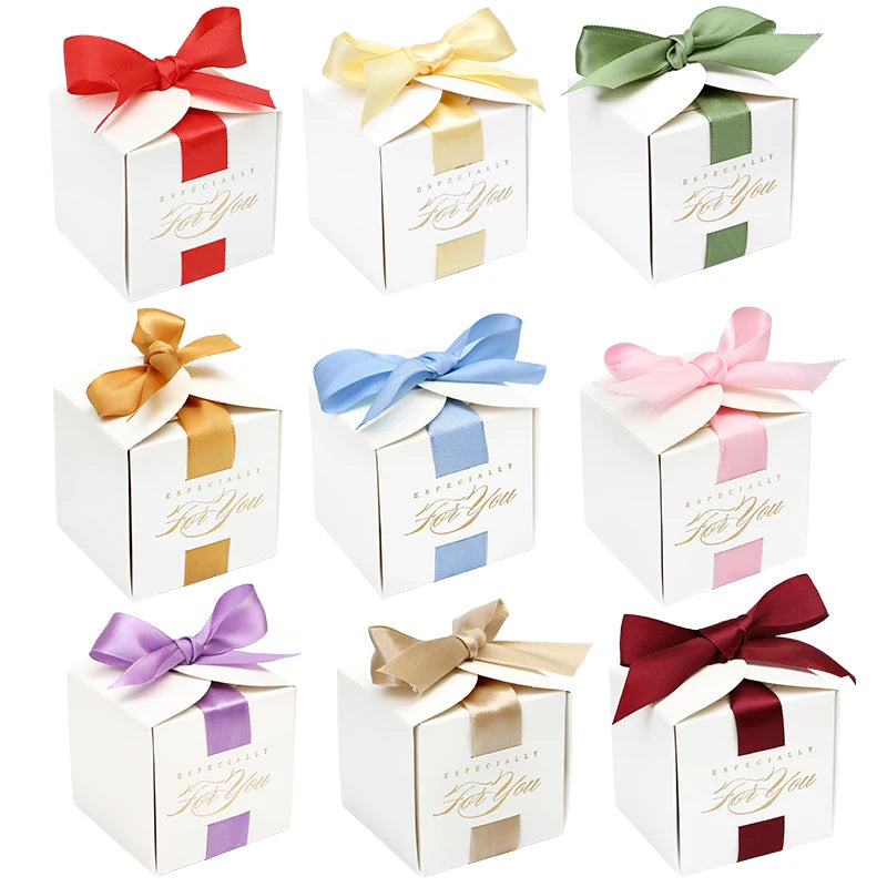 10Pcs Wedding Favors Gifts Box Souvenirs Gifts Boxes With Ribbon Candy Box Christening Baby Shower Birthday Event Party Supplies Good Vibrations