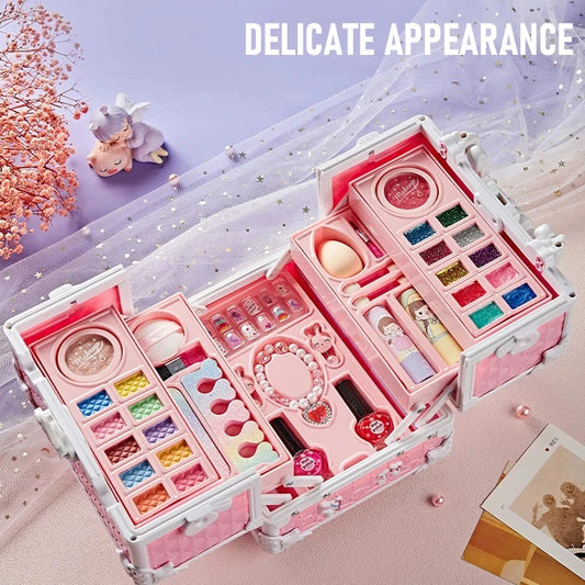Kids Makeup Kit for Little Girls 49 Pcs Washable Makeup Kit Kids Real Girls Makeup Kit with Cosmetic Case ,Birthday Gifts Good Vibrations